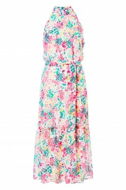 Roman Pink Tie Waist Floral Midi Dress -Roman Sales Shop unnamed file 1517