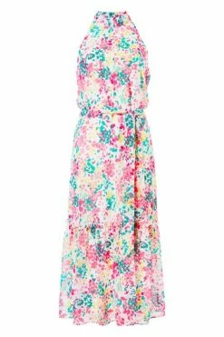 Roman Pink Tie Waist Floral Midi Dress -Roman Sales Shop unnamed file 1518