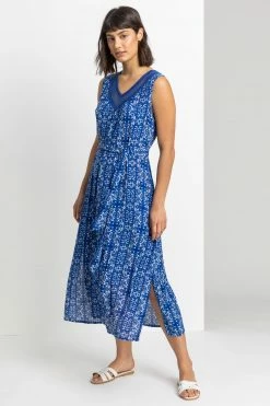 Roman Blue Geo Print Sequin Trim Midi Dress 10 Roman Blue Geo Print Sequin Trim Midi Dress -Roman Sales Shop unnamed file 1527