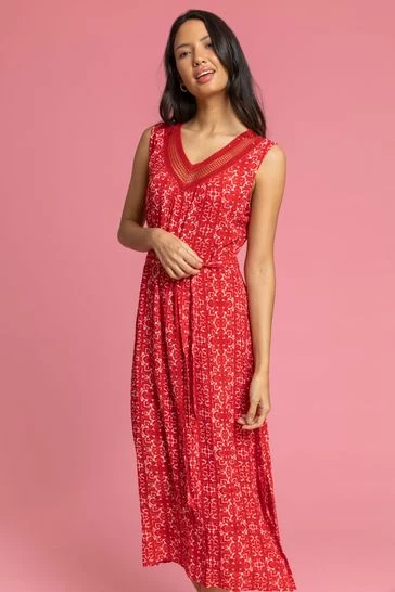 Roman Blue Geo Print Sequin Trim Midi Dress 8 Roman Blue Geo Print Sequin Trim Midi Dress - Image 6