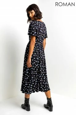 Roman Blue Button Detail Floral Tea Dress 8 Roman Blue Button Detail Floral Tea Dress -Roman Sales Shop unnamed file 1532