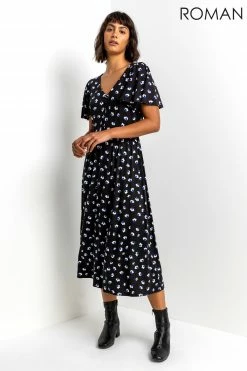 Roman Blue Button Detail Floral Tea Dress 9 Roman Blue Button Detail Floral Tea Dress -Roman Sales Shop unnamed file 1533