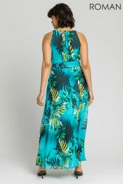 Roman Blue Tropical Print Maxi Dress -Roman Sales Shop unnamed file 1542