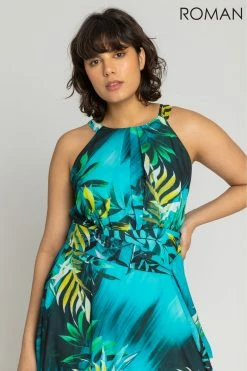Roman Blue Tropical Print Maxi Dress -Roman Sales Shop unnamed file 1544