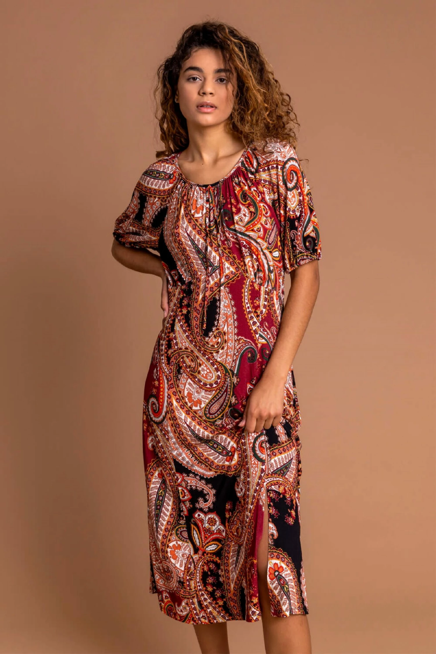 Roman Red Paisley Print Midi Tea Dress 5 Roman Red Paisley Print Midi Tea Dress - Image 3