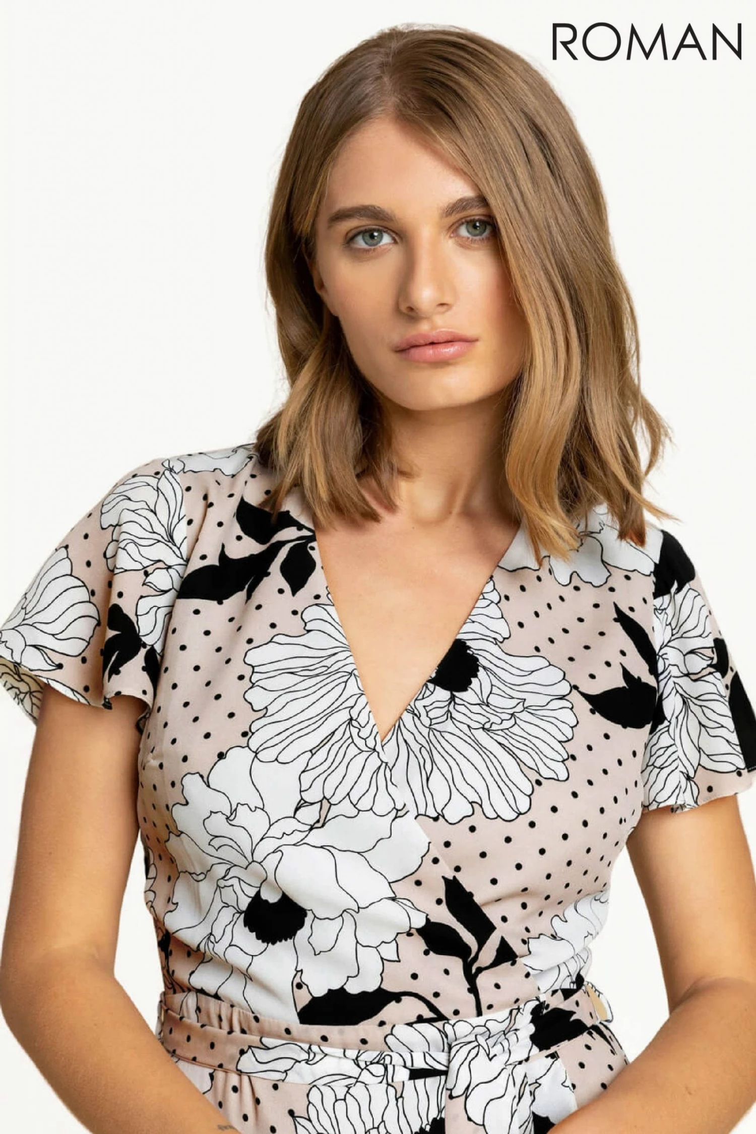 Roman Mutli Floral Frill Detail Wrap Dress 5 Roman Mutli Floral Frill Detail Wrap Dress - Image 3