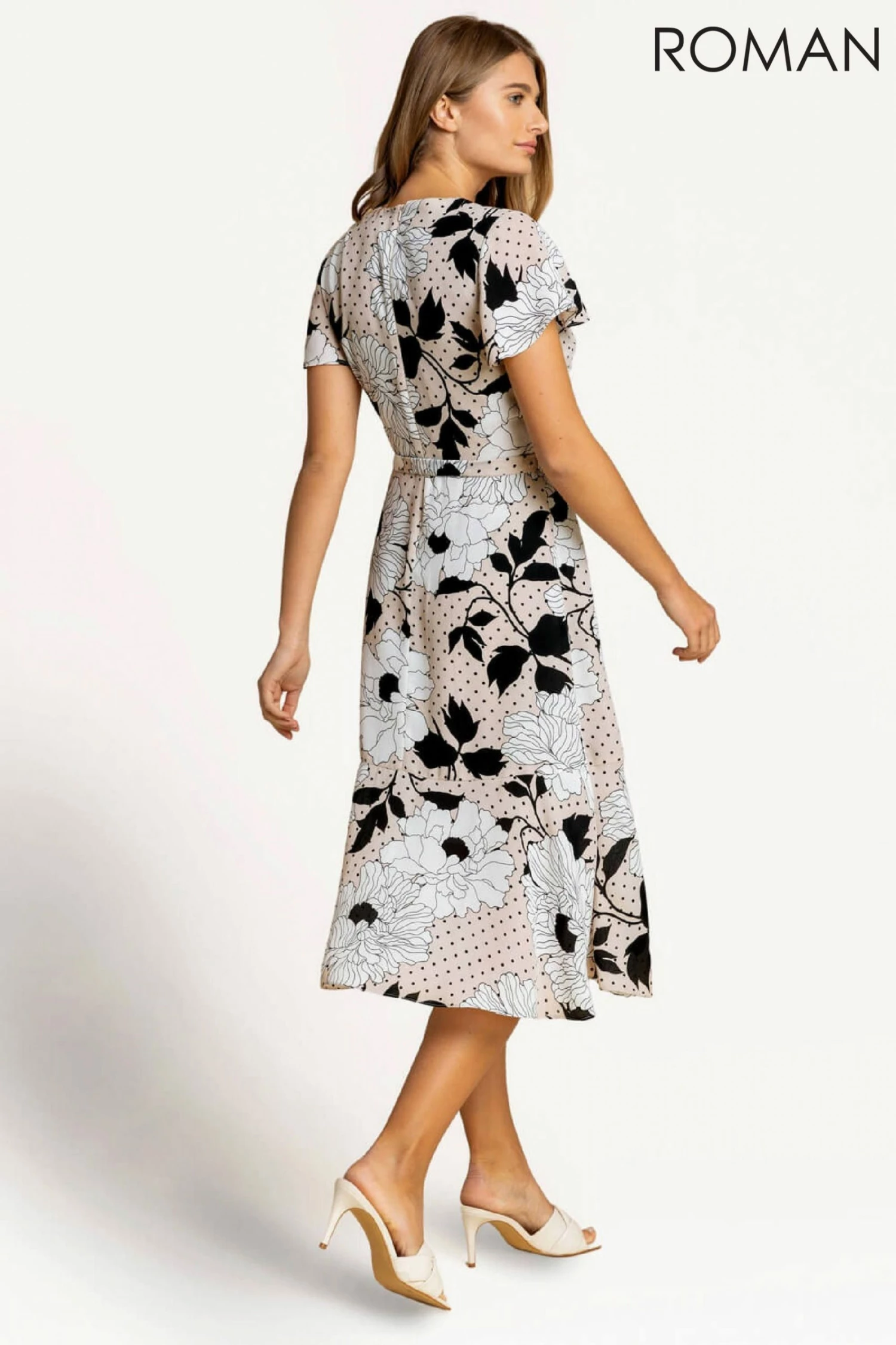 Roman Mutli Floral Frill Detail Wrap Dress 7 Roman Mutli Floral Frill Detail Wrap Dress - Image 5