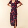 Roman Navy Floral Print Ruched Maxi Dress 2 Roman Navy Floral Print Ruched Maxi Dress -Roman Sales Shop unnamed file 1584