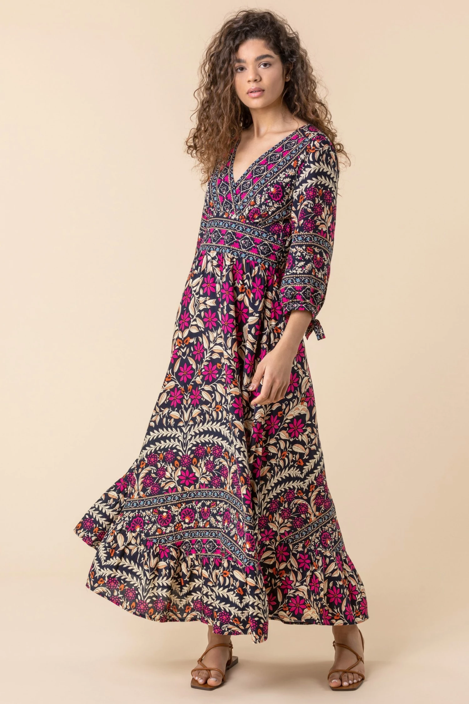 Roman Multi Floral Border Print Maxi Dress 3 Roman Multi Floral Border Print Maxi Dress