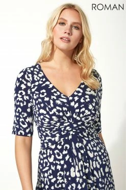 Roman Blue Animal Print Fit And Flare Dress 9 Roman Blue Animal Print Fit And Flare Dress -Roman Sales Shop unnamed file 1591