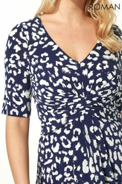 Roman Blue Animal Print Fit And Flare Dress 10 Roman Blue Animal Print Fit And Flare Dress -Roman Sales Shop unnamed file 1592