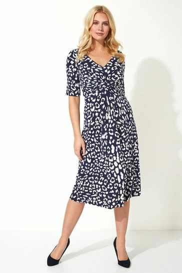 Roman Blue Animal Print Fit And Flare Dress 7 Roman Blue Animal Print Fit And Flare Dress - Image 5