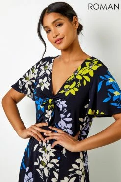 Roman Black Multi Tie Detail Floral Print Maxi Dress -Roman Sales Shop unnamed file 1597