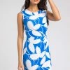 Roman Blue Leaf Print Twist Detail Shift Dress -Roman Sales Shop unnamed file 1599