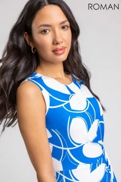 Roman Blue Leaf Print Twist Detail Shift Dress 11 Roman Blue Leaf Print Twist Detail Shift Dress -Roman Sales Shop unnamed file 1602