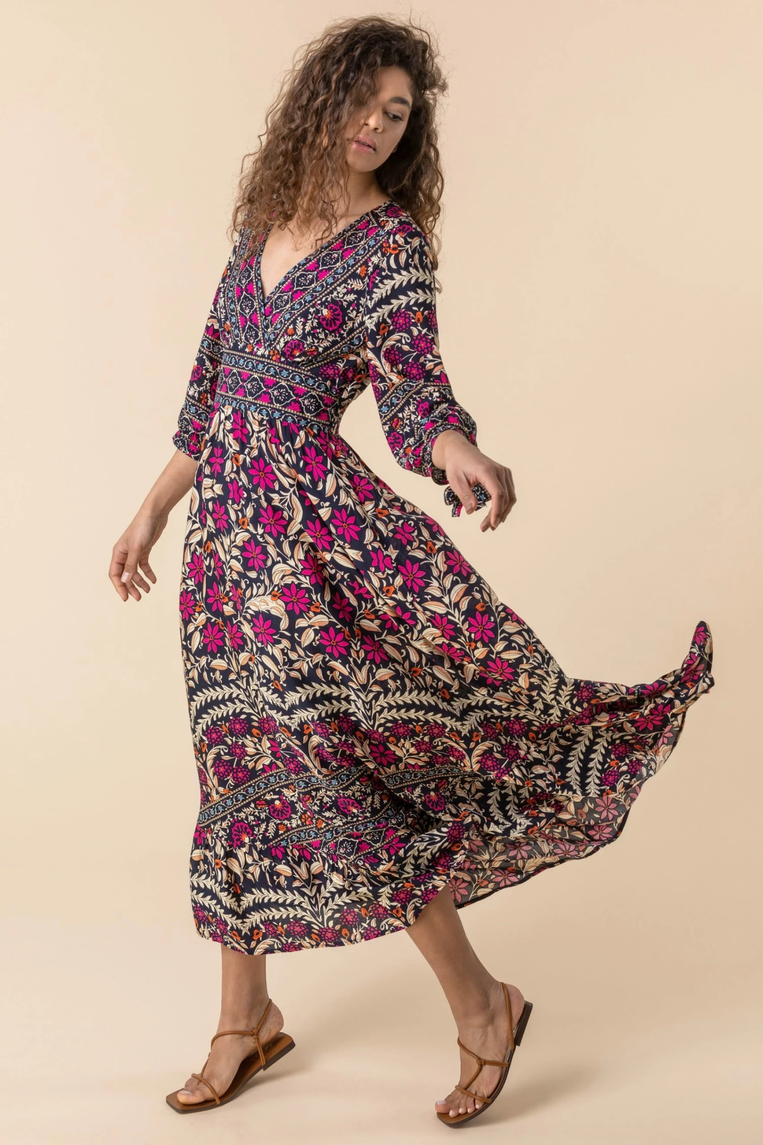 Roman Multi Floral Border Print Maxi Dress 5 Roman Multi Floral Border Print Maxi Dress - Image 3