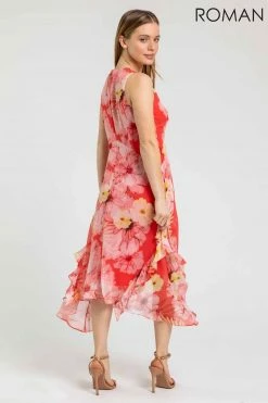 Roman Orange Petite Floral Chiffon Frill Detail Dress 8 Roman Orange Petite Floral Chiffon Frill Detail Dress -Roman Sales Shop unnamed file 1611