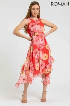 Roman Orange Petite Floral Chiffon Frill Detail Dress 9 Roman Orange Petite Floral Chiffon Frill Detail Dress -Roman Sales Shop unnamed file 1612