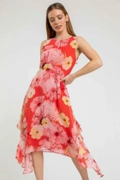 Roman Orange Petite Floral Chiffon Frill Detail Dress 11 Roman Orange Petite Floral Chiffon Frill Detail Dress -Roman Sales Shop unnamed file 1614