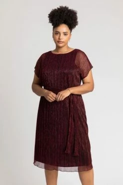 Roman Blue Curve Metallic Plisse Midi Dress -Roman Sales Shop unnamed file 1631