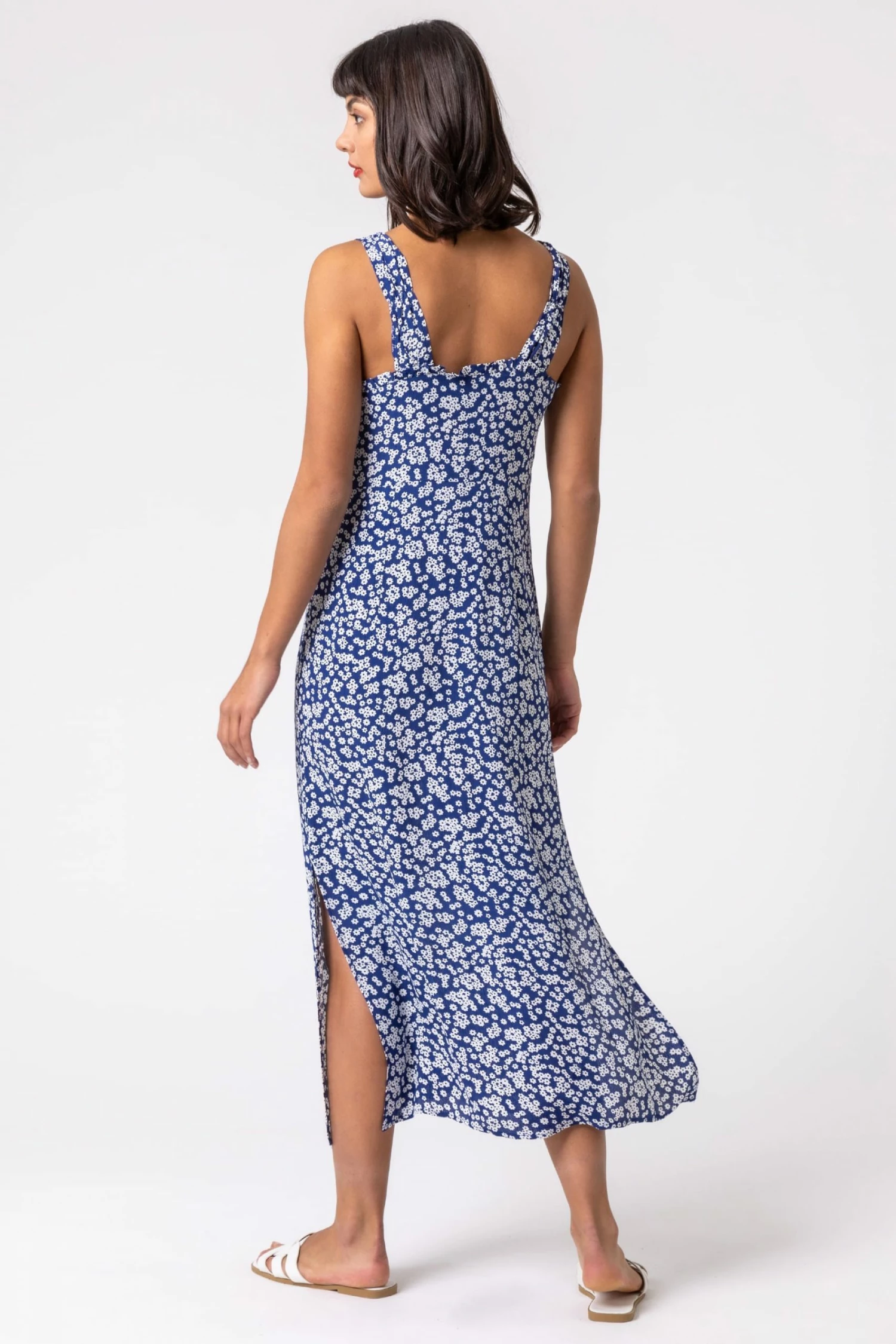 Roman Blue Ditsy Floral Button Through Dress 4 Roman Blue Ditsy Floral Button Through Dress - Image 2