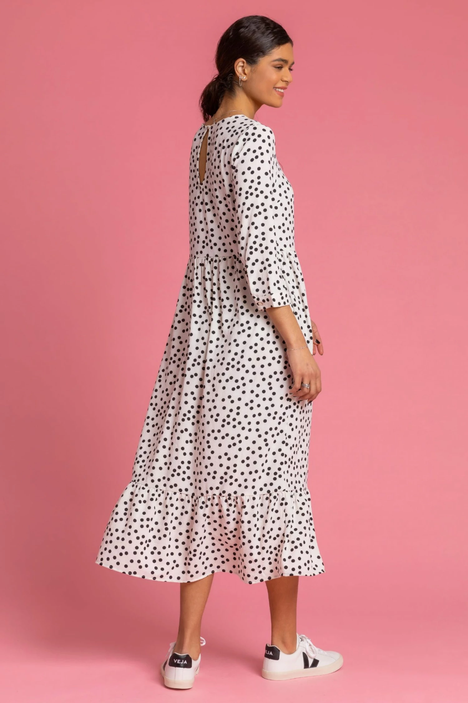 Roman White Polka Dot Print Tiered Maxi Dress 4 Roman White Polka Dot Print Tiered Maxi Dress - Image 2