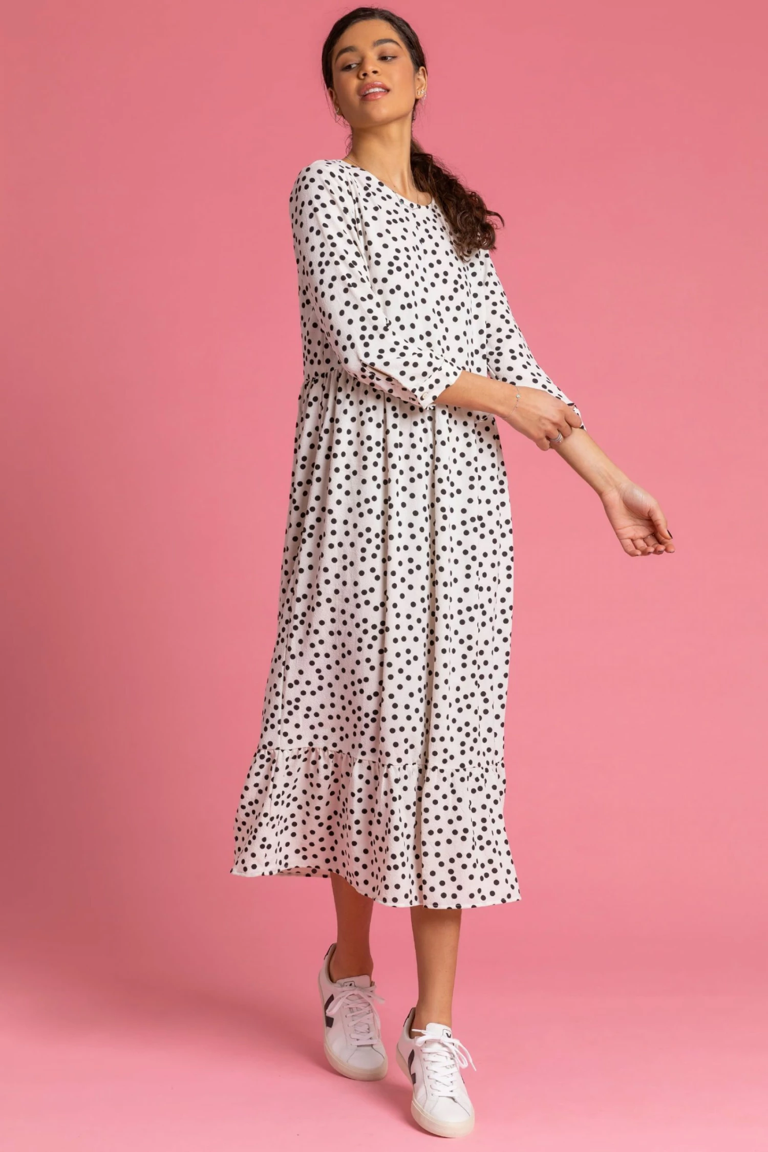 Roman White Polka Dot Print Tiered Maxi Dress 5 Roman White Polka Dot Print Tiered Maxi Dress - Image 3