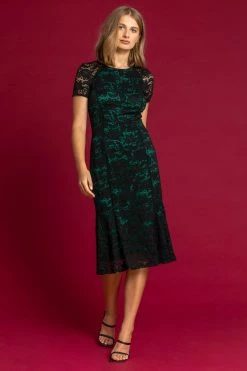 Roman Green Flute Hem Lace Midi Dress -Roman Sales Shop unnamed file 1669