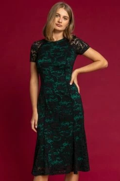 Roman Green Flute Hem Lace Midi Dress -Roman Sales Shop unnamed file 1671