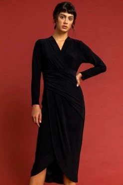Roman Blue Fitted Jersey Wrap Dress -Roman Sales Shop unnamed file 1688