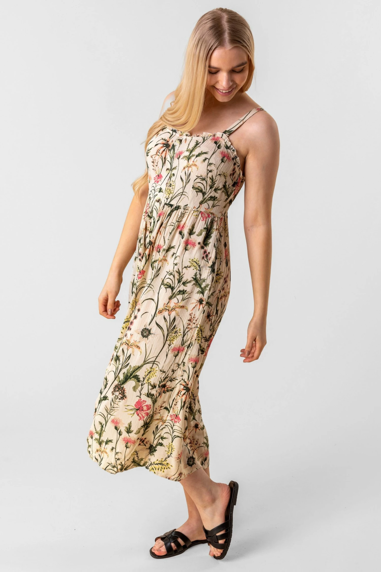 Roman Multi Floral Print Button Down Sun Dress 5 Roman Multi Floral Print Button Down Sun Dress - Image 3