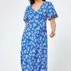 Roman Blue Petite Floral Print Flute Sleeve Dress 1 Roman Blue Petite Floral Print Flute Sleeve Dress -Roman Sales Shop unnamed file 1700