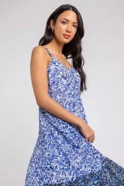 Roman Blue Abstract Border Print Fit & Flare Dress -Roman Sales Shop unnamed file 1717