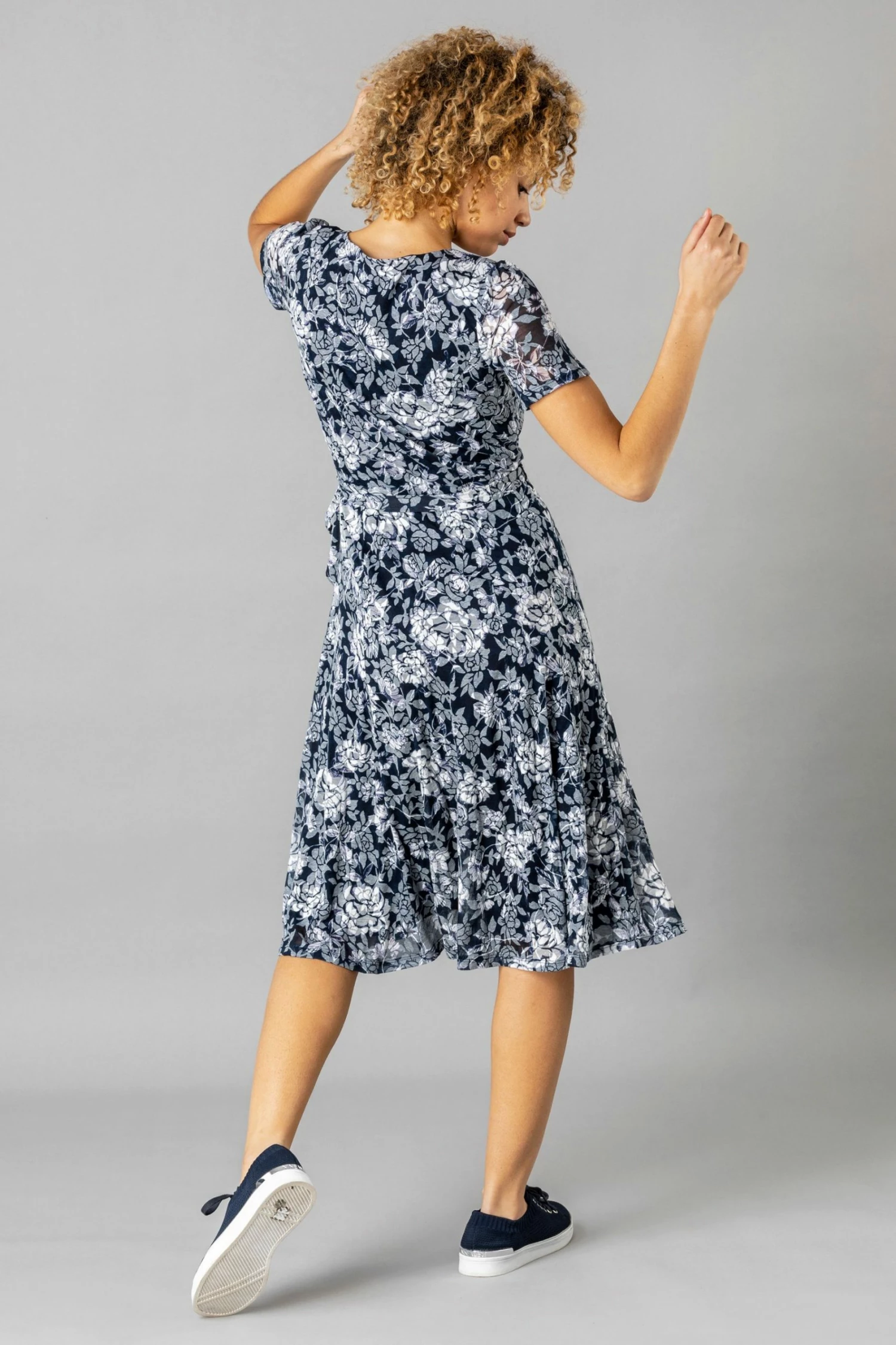 Roman Navy Floral Burnout Midi Dress 5 Roman Navy Floral Burnout Midi Dress - Image 3