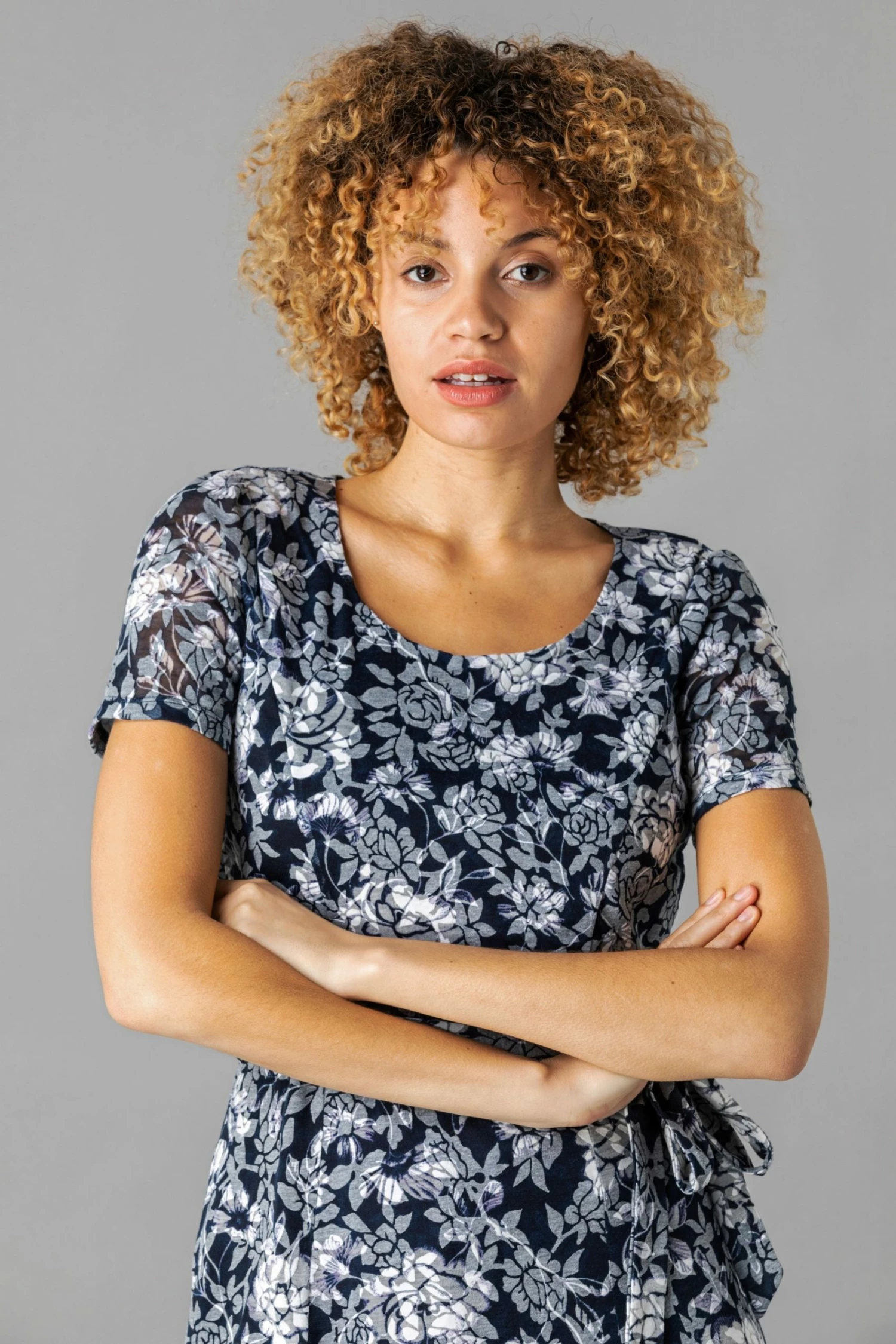 Roman Navy Floral Burnout Midi Dress 6 Roman Navy Floral Burnout Midi Dress - Image 4