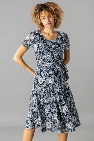 Roman Navy Floral Burnout Midi Dress 7 Roman Navy Floral Burnout Midi Dress - Image 5