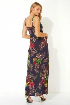Roman Navy Tropical Print V Neck Maxi Dress 8 Roman Navy Tropical Print V Neck Maxi Dress -Roman Sales Shop unnamed file 1729