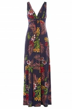 Roman Navy Tropical Print V Neck Maxi Dress 10 Roman Navy Tropical Print V Neck Maxi Dress -Roman Sales Shop unnamed file 1731