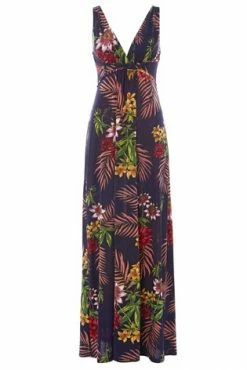 Roman Navy Tropical Print V Neck Maxi Dress 11 Roman Navy Tropical Print V Neck Maxi Dress -Roman Sales Shop unnamed file 1732