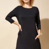 Roman Black A Line Pocket Detail Swing Dress