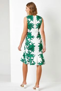 Roman Green Floral Border Print Frill Hem Scuba Dress -Roman Sales Shop unnamed file 1742
