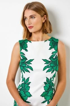 Roman Green Floral Border Print Frill Hem Scuba Dress -Roman Sales Shop unnamed file 1744
