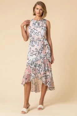 Roman Pink Floral Asymmetric Belted Midi Dress 11 Roman Pink Floral Asymmetric Belted Midi Dress -Roman Sales Shop unnamed file 1765