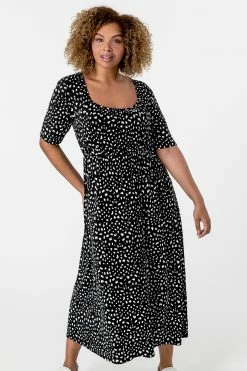 Roman Black Curve Ditsy Spot Print Midi Dress 11 Roman Black Curve Ditsy Spot Print Midi Dress -Roman Sales Shop unnamed file 1779