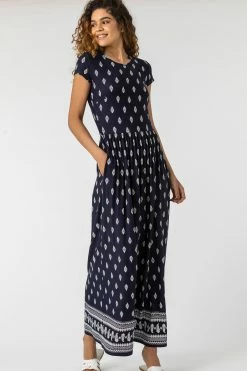 Roman Navy Paisley Border Print Maxi Dress -Roman Sales Shop unnamed file 178