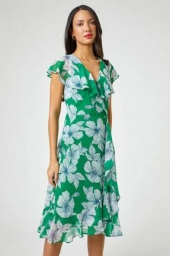 Roman Green Floral Print Frill Midi Dress 11 Roman Green Floral Print Frill Midi Dress -Roman Sales Shop unnamed file 1786