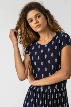 Roman Navy Paisley Border Print Maxi Dress -Roman Sales Shop unnamed file 179