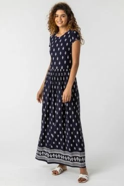 Roman Navy Paisley Border Print Maxi Dress -Roman Sales Shop unnamed file 180