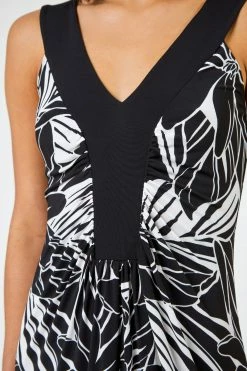 Roman Black Floral Print Contrast Band Maxi Dress 12 Roman Black Floral Print Contrast Band Maxi Dress -Roman Sales Shop unnamed file 1801