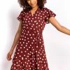 Roman Brown Polka Dot Frilled Wrap Dress 1 Roman Brown Polka Dot Frilled Wrap Dress -Roman Sales Shop unnamed file 1808